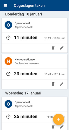 Tijdschrijf applicatie - Scherm 3