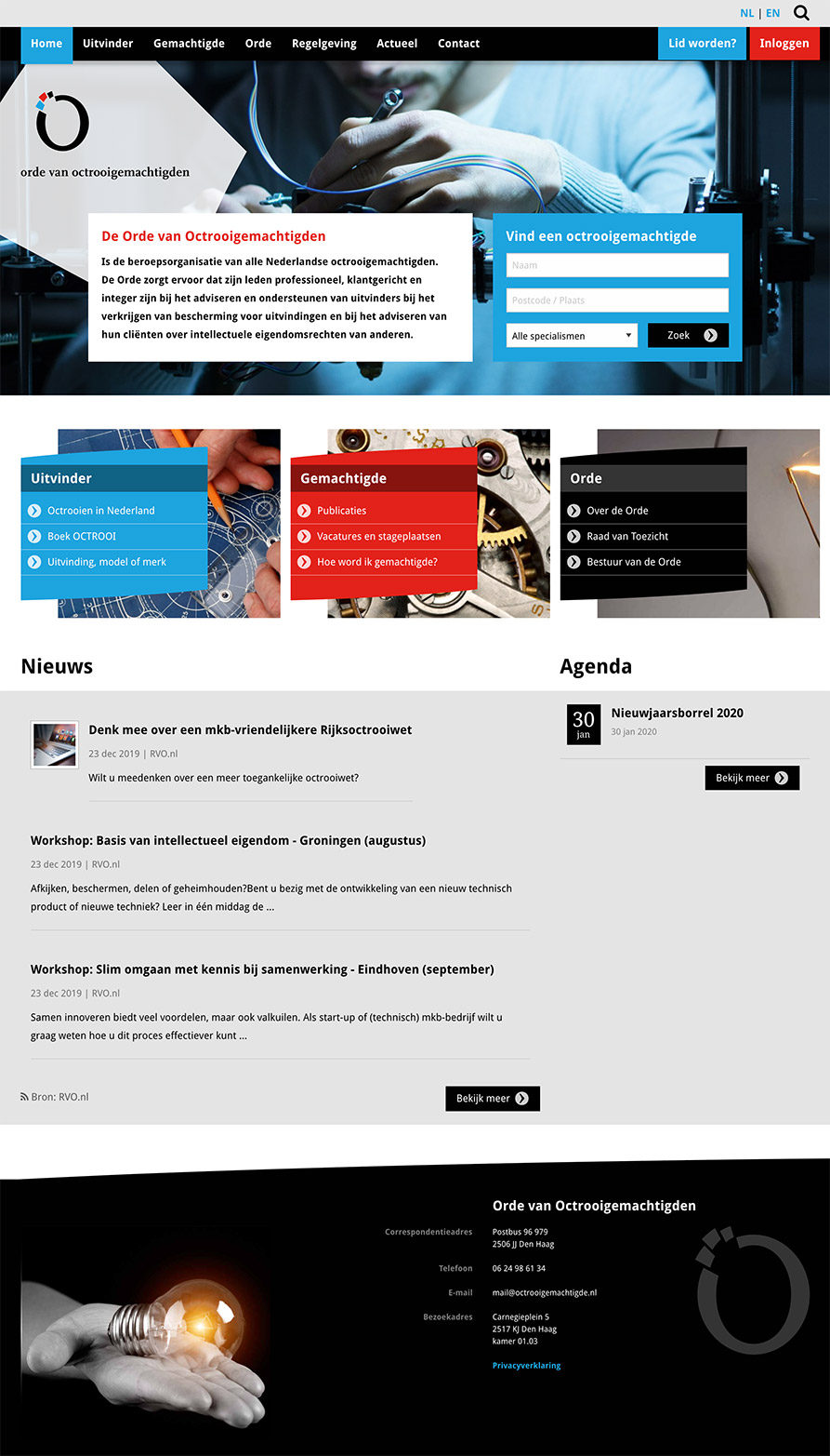 Branche vereniging website - Scherm 1