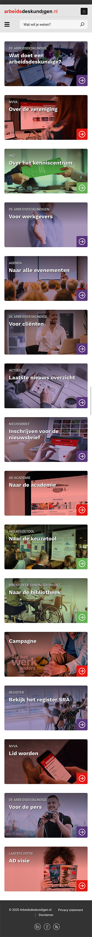 Corporate website en community - Scherm 2