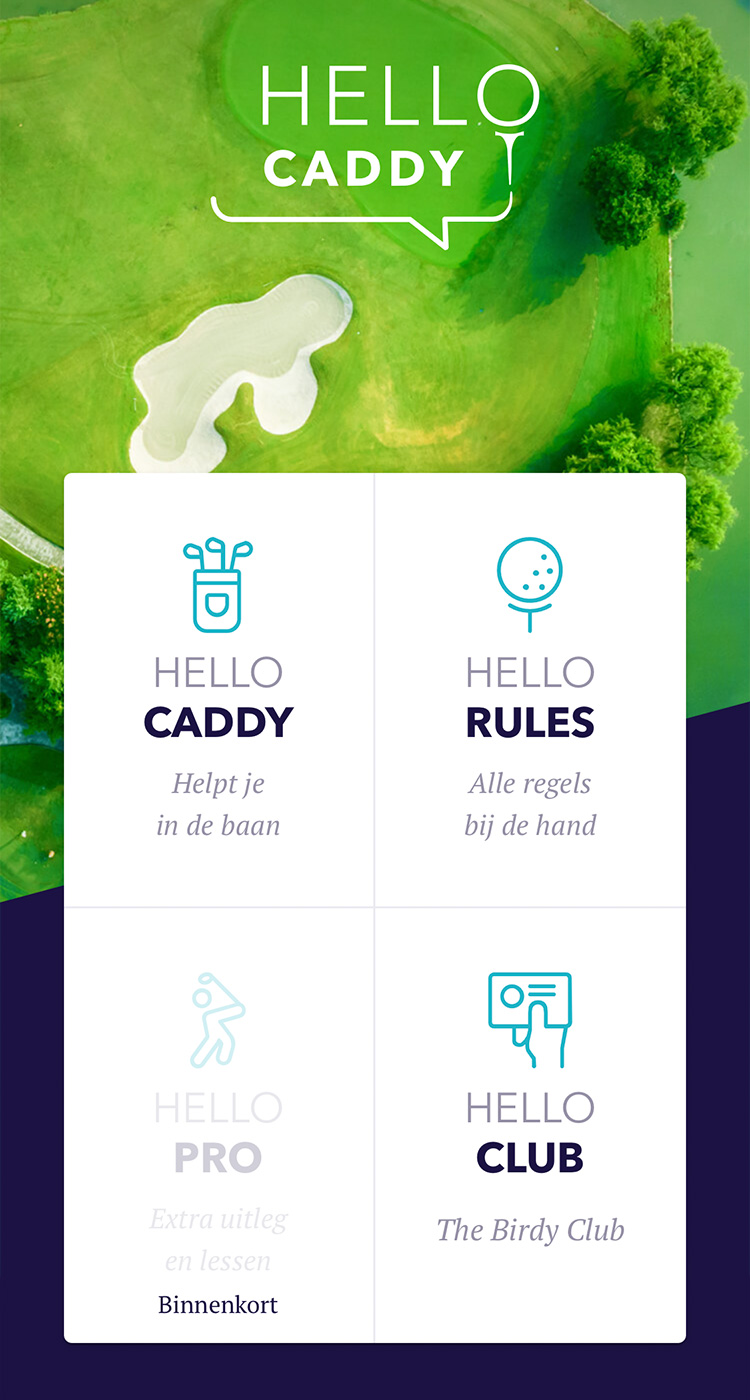Hello Caddy app voor en door golfers - Scherm 1
