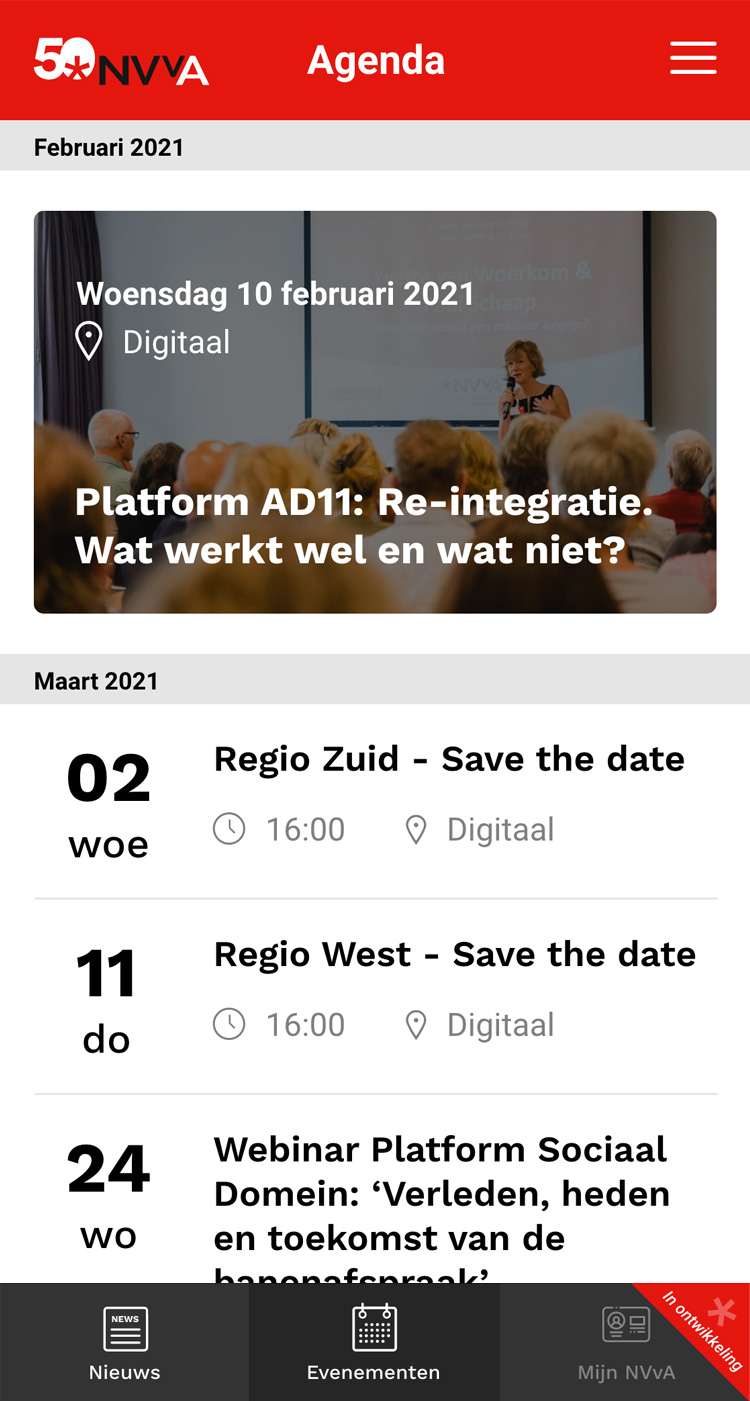 De NVvA app voor de leden - Scherm 3