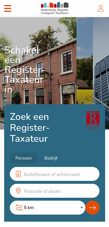 Nederlands Register Vastgoed Taxateurs - Scherm 2